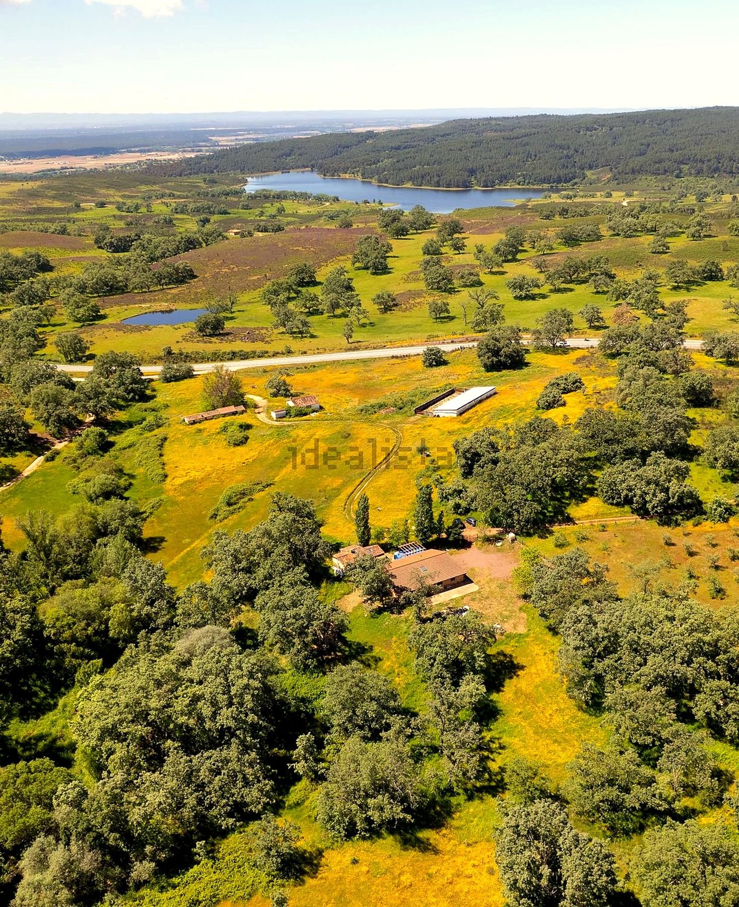 Vista aérea de la finca y el entorno